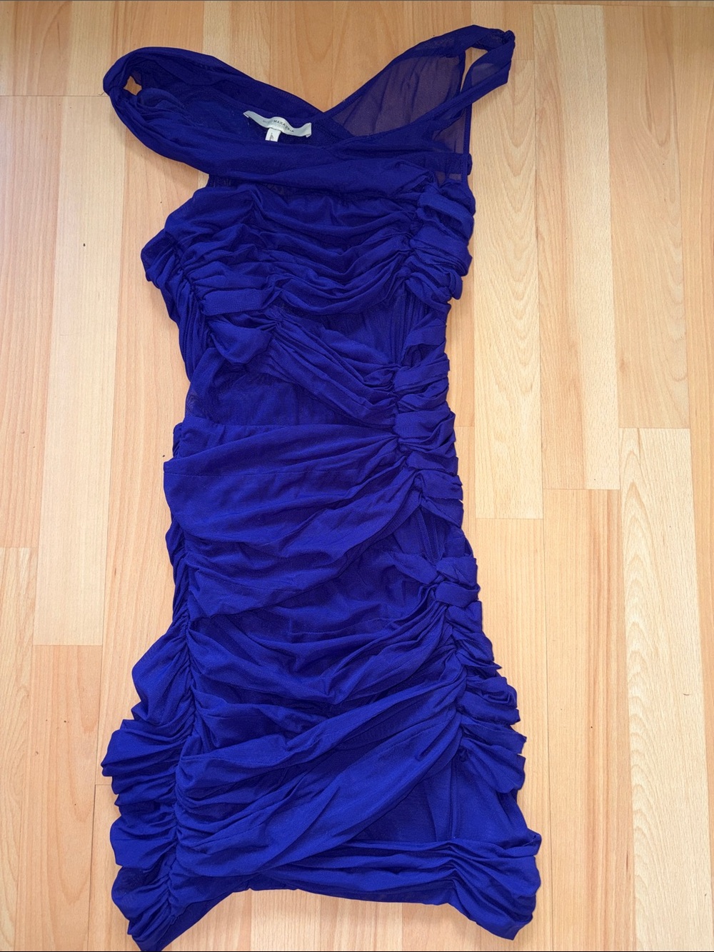 BCBGMaxAzria Cobalt One-Shoulder Ruched Cocktail Dress
